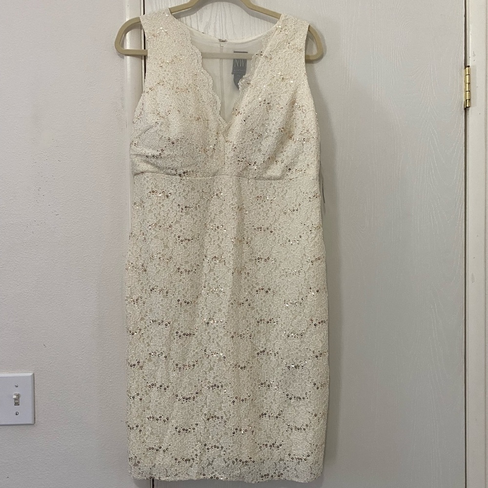 BRAND NEW IVORY LACE GOLD SEQUINS DRESS